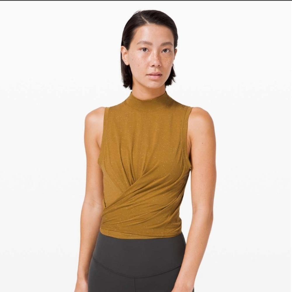 ⚡️Lululemon Spiced Bronze White Time To Restore Mock Neck Tank Top